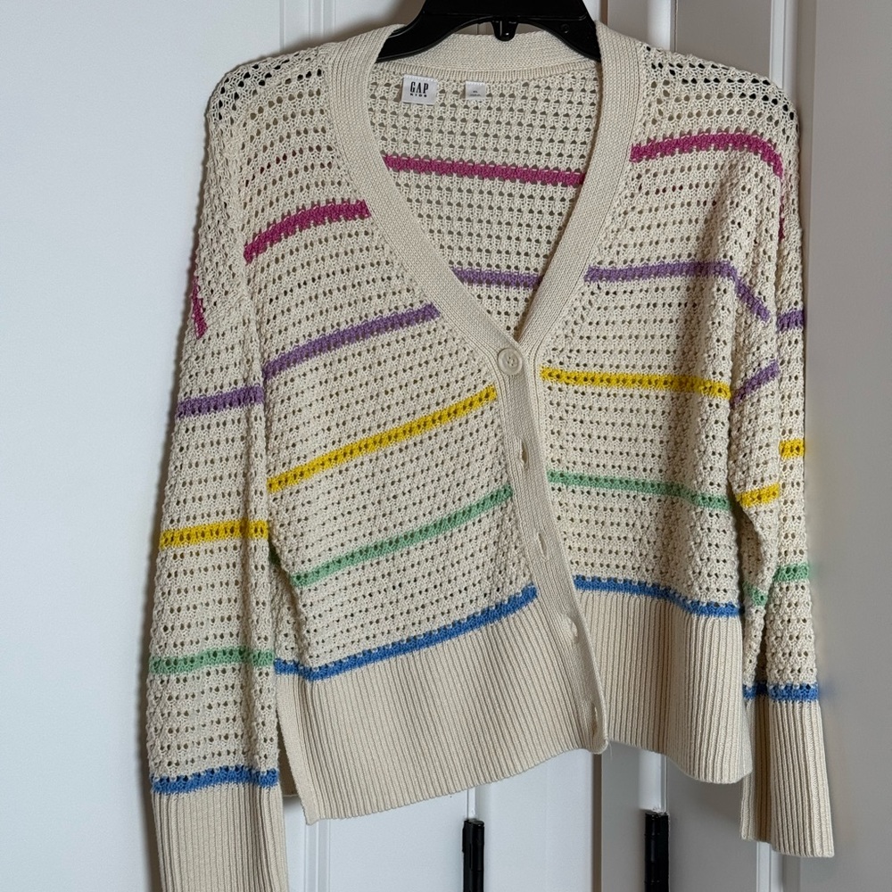 GAP KIDS XL Cream Sweater with Multicolor Stripes